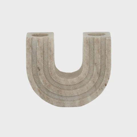 Coast To Coast Casa Marble Candle Holder Beige 12 X 10 CM