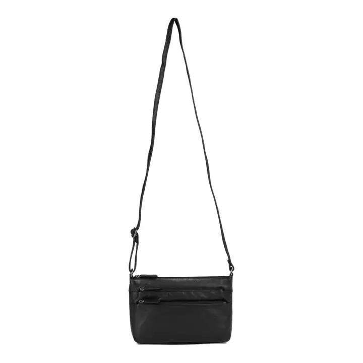 Greenwood Leather Ladies Cross Body Bag Black