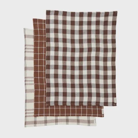 Assemble Kit Set/3 Tea Towels - Cocoa
