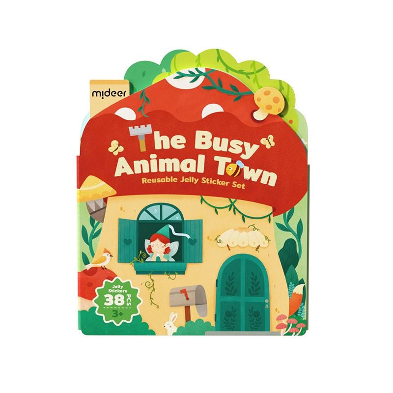 Mideer The Busy Animal Town Reusable Jelly Sticker Set