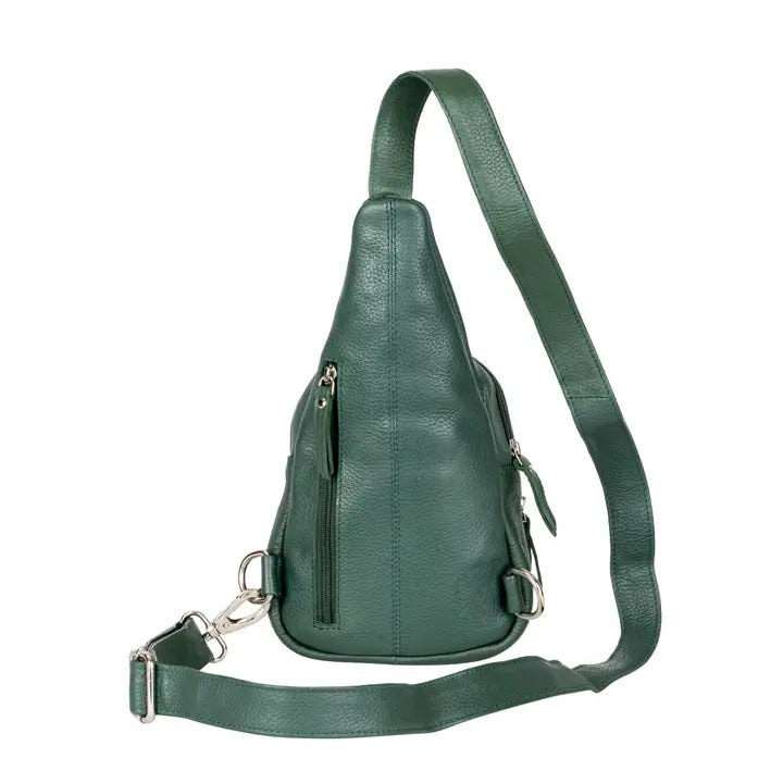Greenwood Leather Summit Sling Backpack - Sea Green