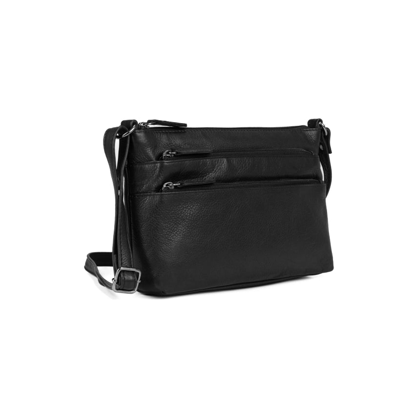 Greenwood Leather Ladies Cross Body Bag Black