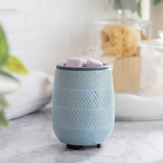 Candle Warmers Blue Herringbone Flip Dish Wax Warmer