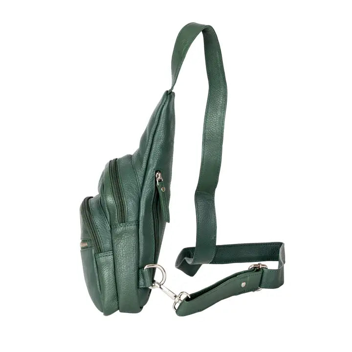 Greenwood Leather Summit Sling Backpack - Sea Green