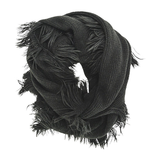 Annabel Trends Fringe Knit Snood - Black