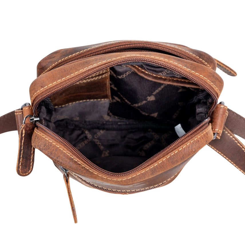 Greenwood Leather Vintage Messenger Bag - Dalton - Sandal