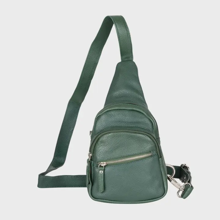 Greenwood Leather Summit Sling Backpack - Sea Green
