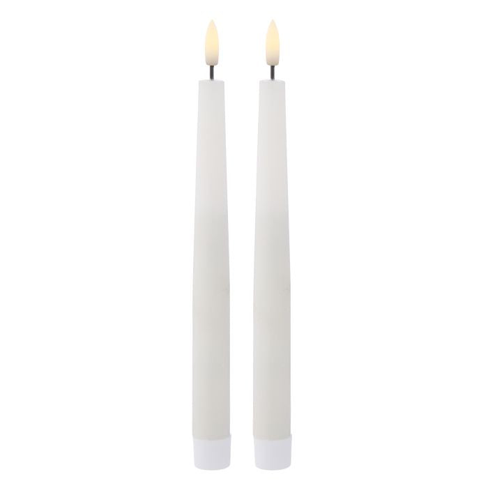 Amalfi Hughe LED Taper Candles Set/2 24cm White