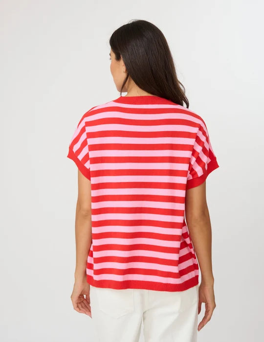 Stella + Gemma Gwen Tee - Pink/Red Stripe