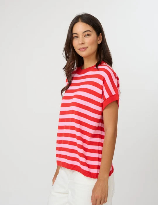 Stella + Gemma Gwen Tee - Pink/Red Stripe