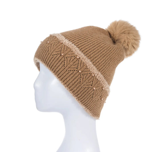 IVYS Rabbit Hair Pearl Beanie