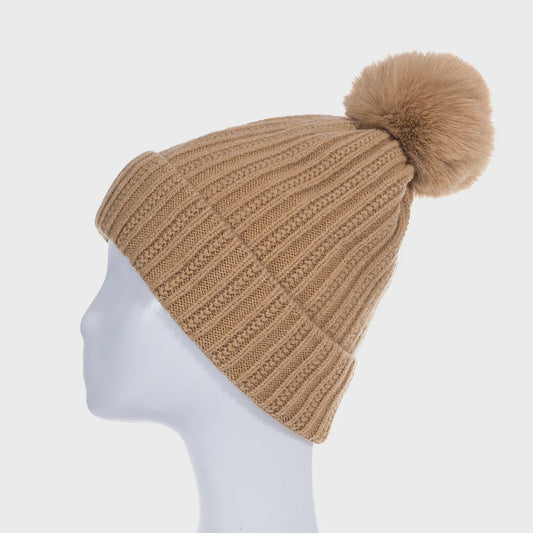 IVYS Fancy Rib Pom Pom Beanie