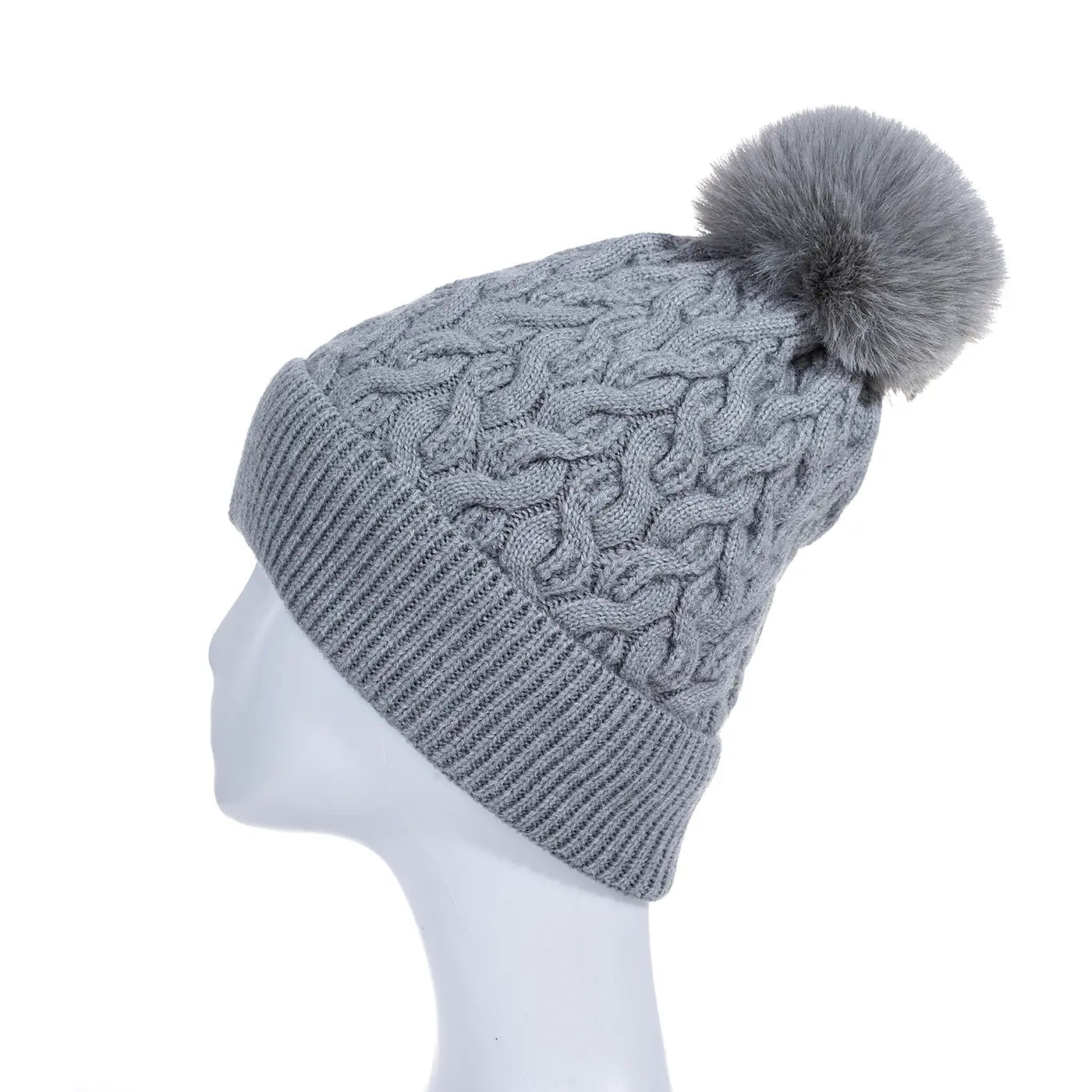 IVYS Cable Knit Pom Pom Beanie