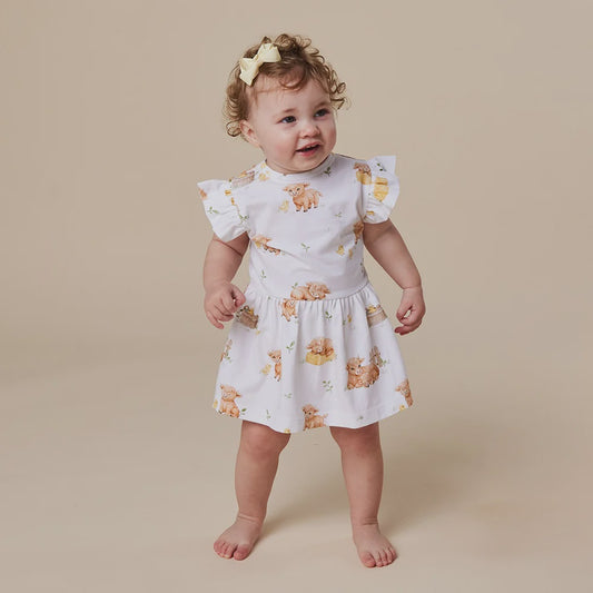 Snuggle Hunny Short Sleeve Frill Dress - Highland Cows