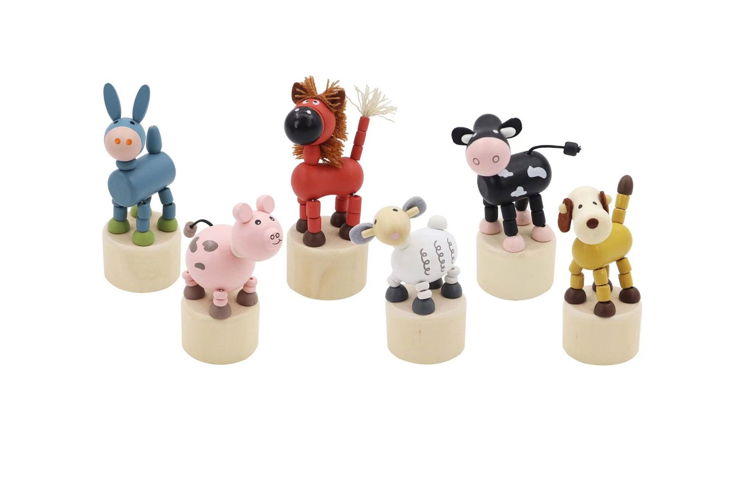 ToysLink Wooden Farm Animal Pushing Puppet
