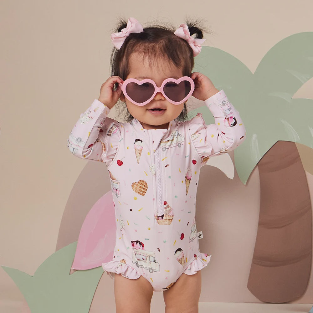 Snuggle Hunny Frill Swimsuit - Pink Ice Creams