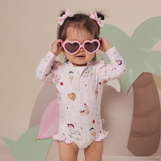 Snuggle Hunny Frill Swimsuit - Pink Ice Creams