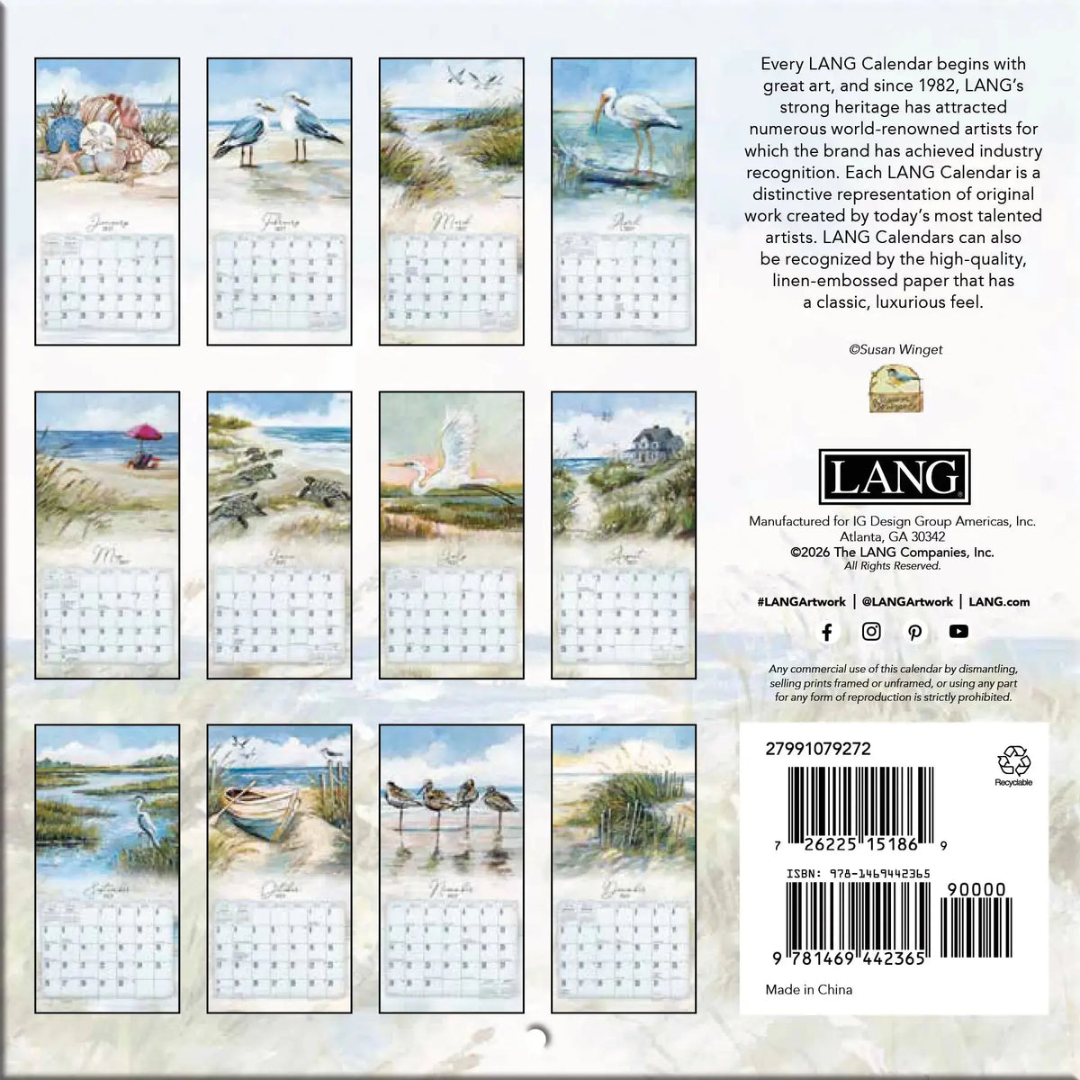 LANG 2027 Mini Calendar - Coastal Shores