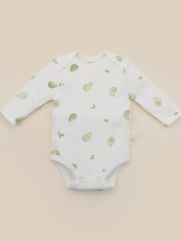 Lummi Organic Cotton Baby long Sleeve bodysuit - Avocados
