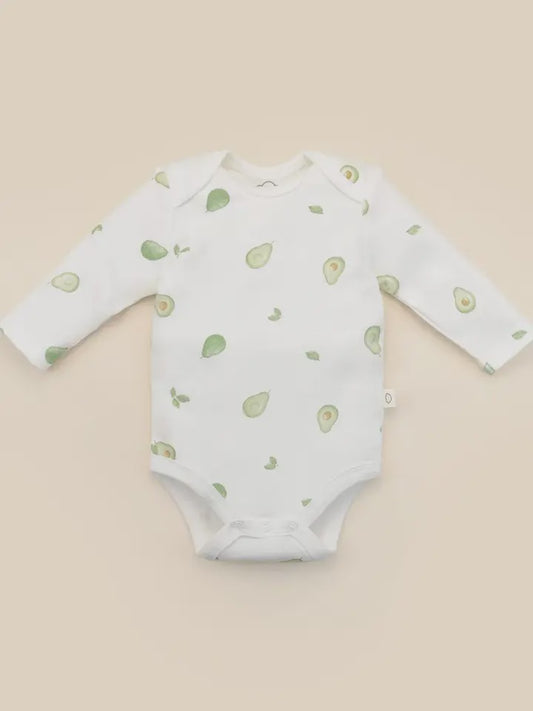 Lummi Organic Cotton Baby long Sleeve bodysuit - Avocados