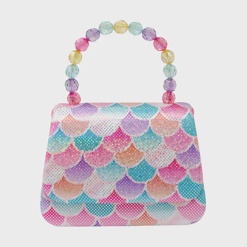 Pink Poppy Shimmering Mermaid Scale Hard Handbag
