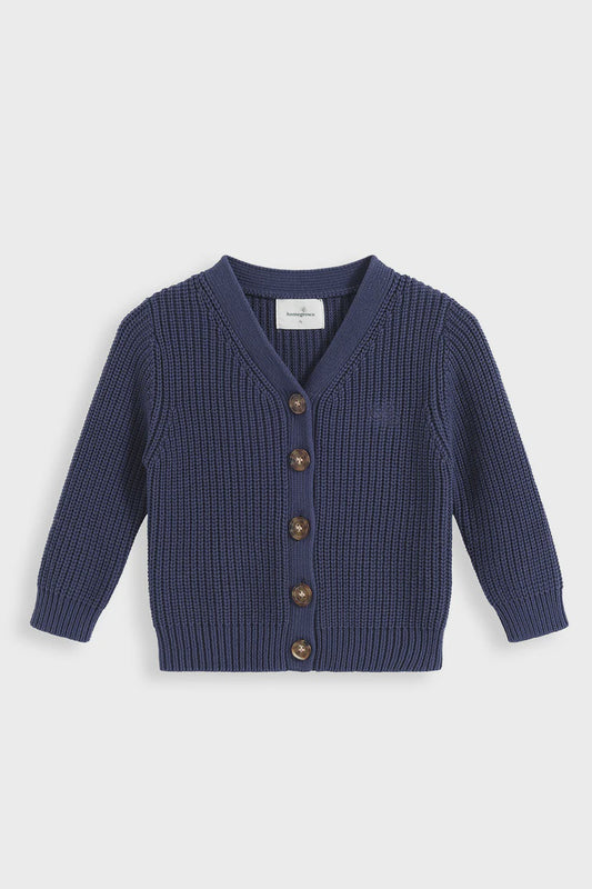 Homegrown Kids Chunky Knit Cardigan - Navy