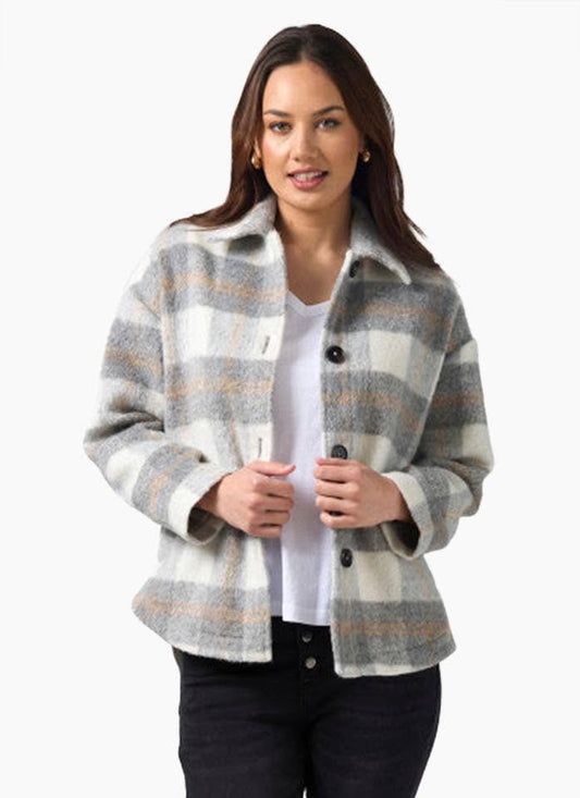 Stella + Gemma Paige Shacket Charcoal Check