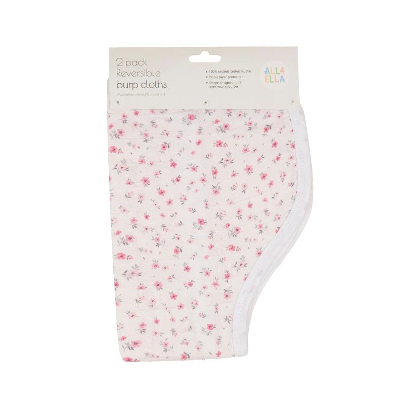 All4Ella Reversible Burp Cloths 2 Pack