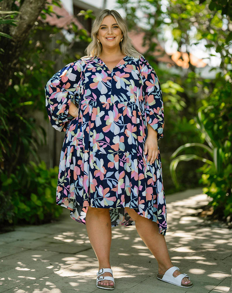 Bee Maddison Polly Dress - Navy Floral