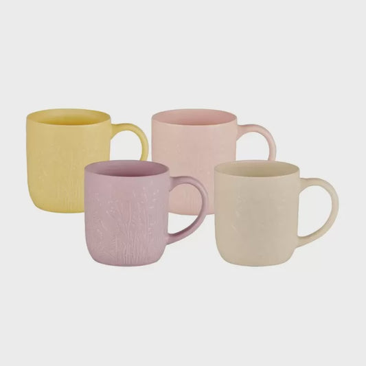 Bundanoon Barrel Mug Set/4 - Embossed Floral