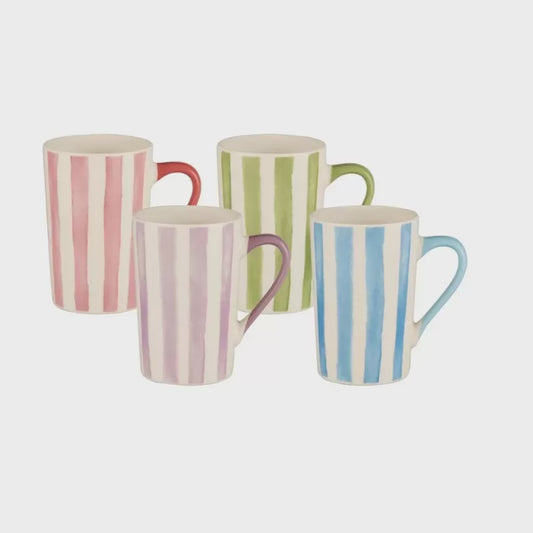 Bundanoon Tube Set Of 4 Mugs - Water Colour Stripes
