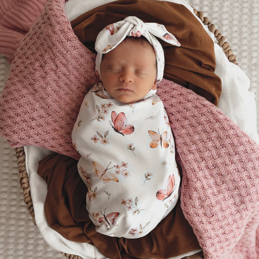 Snuggle Hunny Butterfly Organic Snuggle Swaddle & Topknot