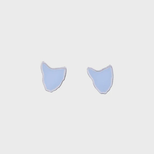 Red Parka Tasmania Map 100% Recycled Sterling Silver Studs Blue