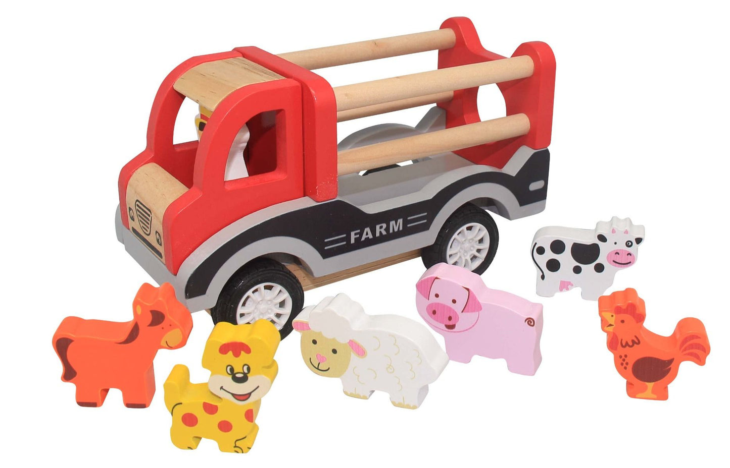 ToysLink Wooden Pullback Farm Truck with Animals