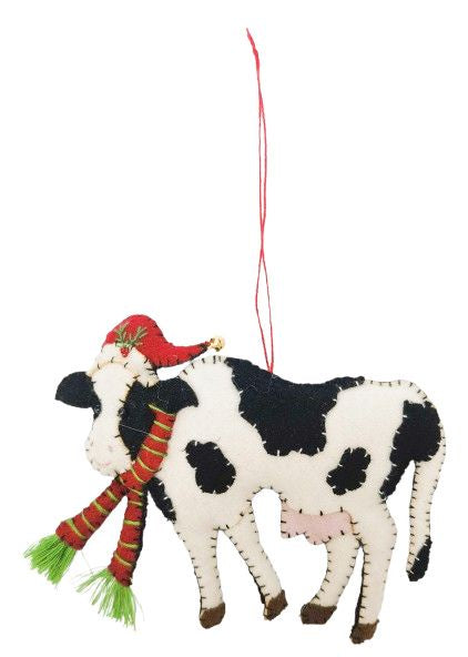 Urban Christmas Cow Fabric Hanging Christmas Decoration