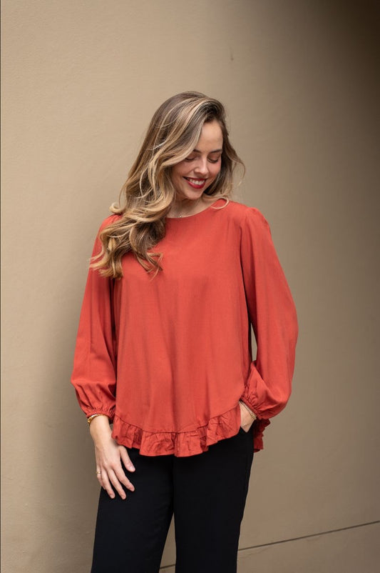 Silver Wishes Longsleeve Frill Hem Top, 3 Colours