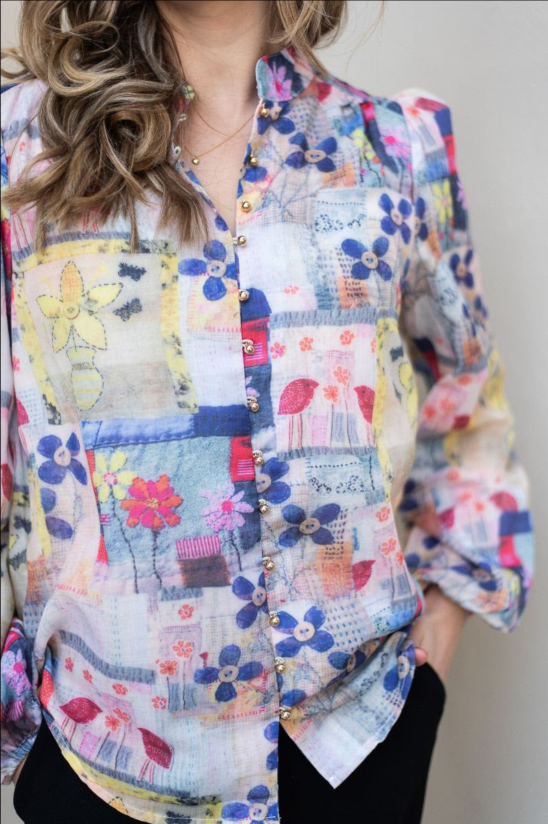 fria Flower Vases Blouse