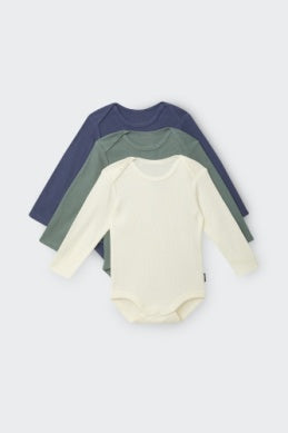Bonds Rib Long Sleeve Bodysuit - 3 Pack