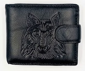Zeneeba Mens Leather Wallet Wolf
