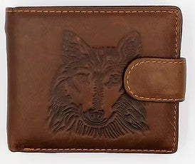Zeneeba Mens Leather Wallet Wolf