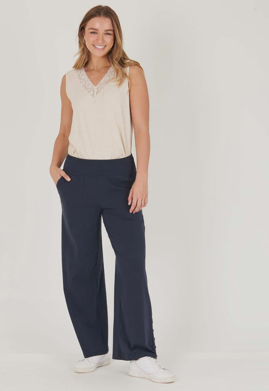 One Ten Willow Shirred Waistband Pant Navy