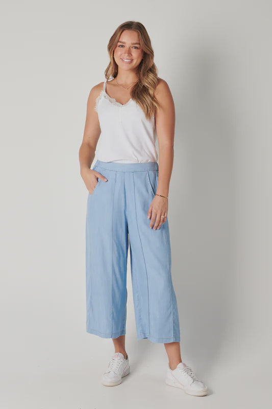 One Ten Willow Seam Front Culotte Chambray Blue