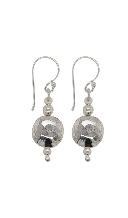 BD Signature Silver Small Round Hammered Mex Earrings