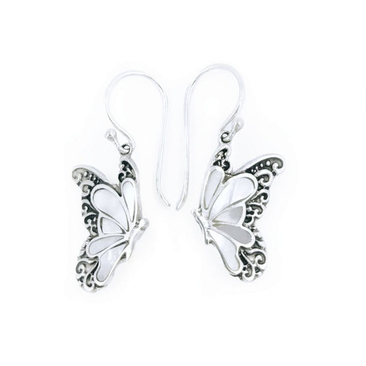BD Sterling Silver & Mother of Pearl Butterfly Earrings
