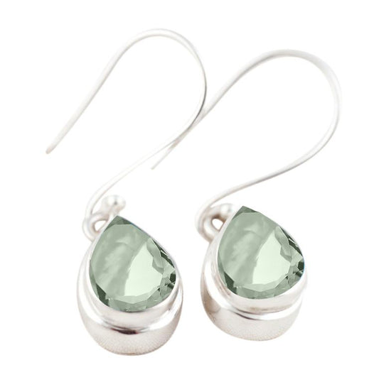 BD Silver & Pear Green Amethyst Earrings
