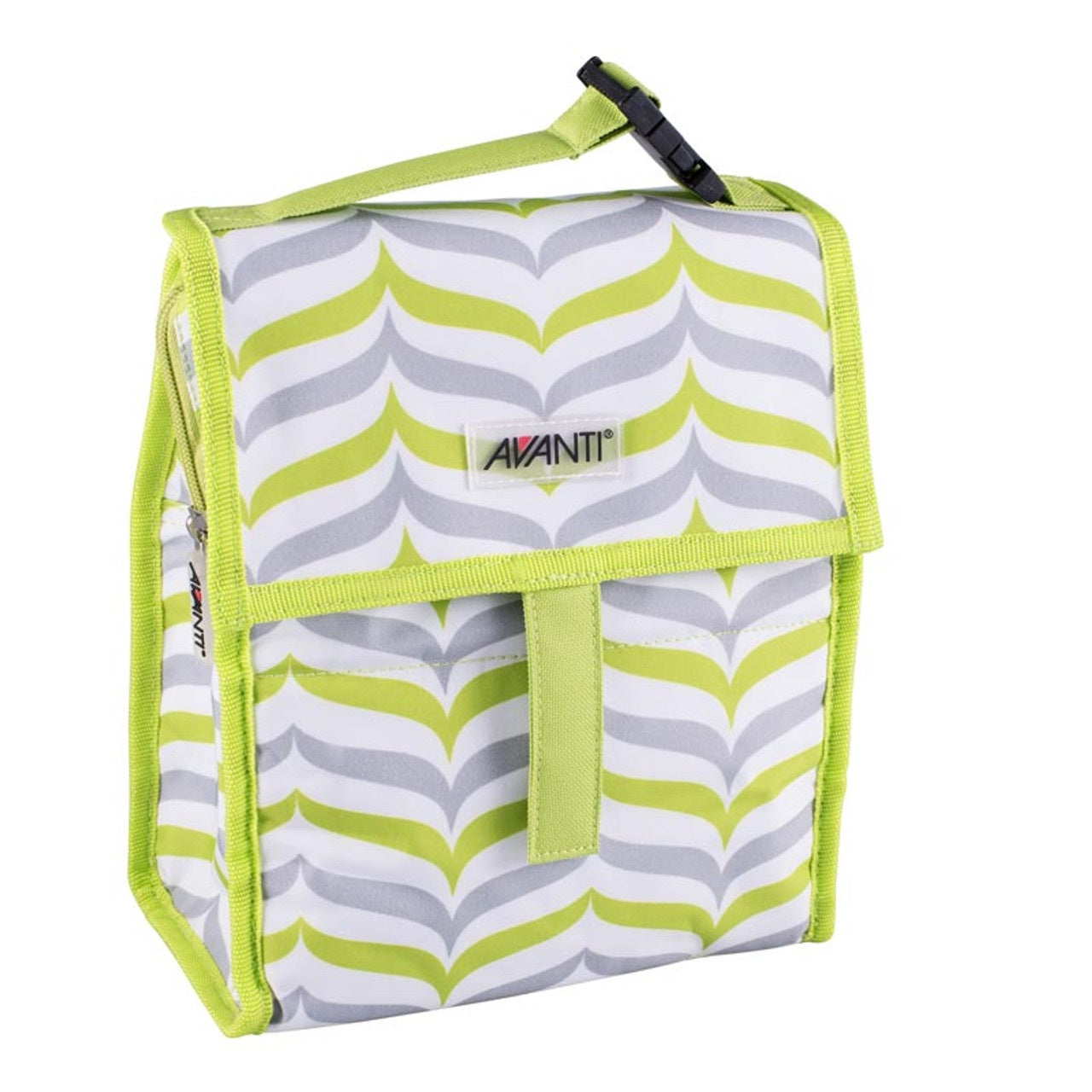 Avanti Yum Yum Lunch Cooler Bag With Gei Ice Brick - Geo Wave - 21.5 x 12 x 26cm - Green/Grey