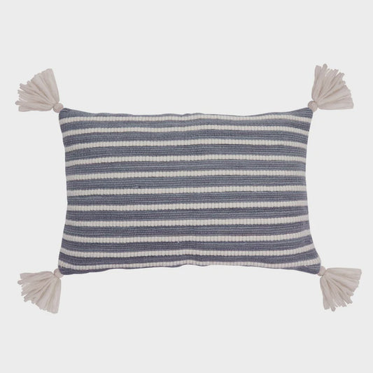 Madras Link Elwood Blue Tassel Cushion - Rectangle
