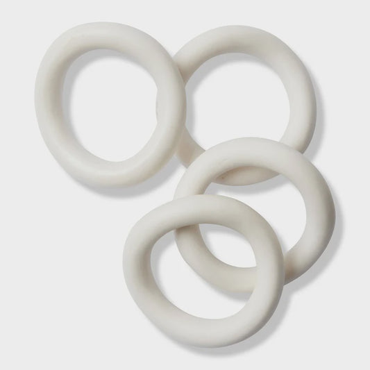 Madras Link Ceramic White Napkin Ring Set 4