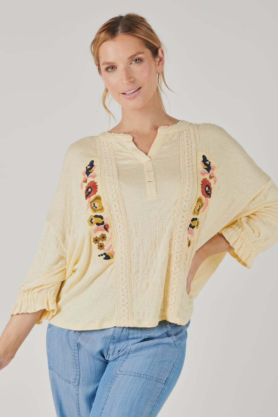 Alessi Embroidered Slouch Top - White
