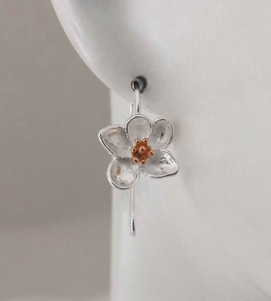 BD Silver & Rose Gold Flower Earrings on Hook
